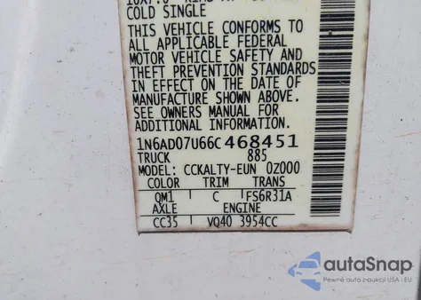 2006 Nissan Frontier Se from USA, damaged, VIN 1N6AD07U66C468451